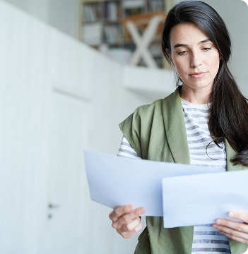 Woman reading papers